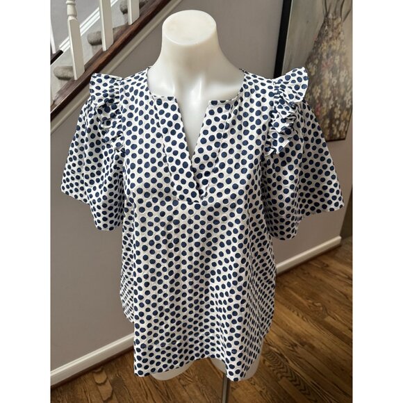 SEA NY New York Polka Dot Puff Ruffle Sleeve Top Size 4 - Picture 1 of 3
